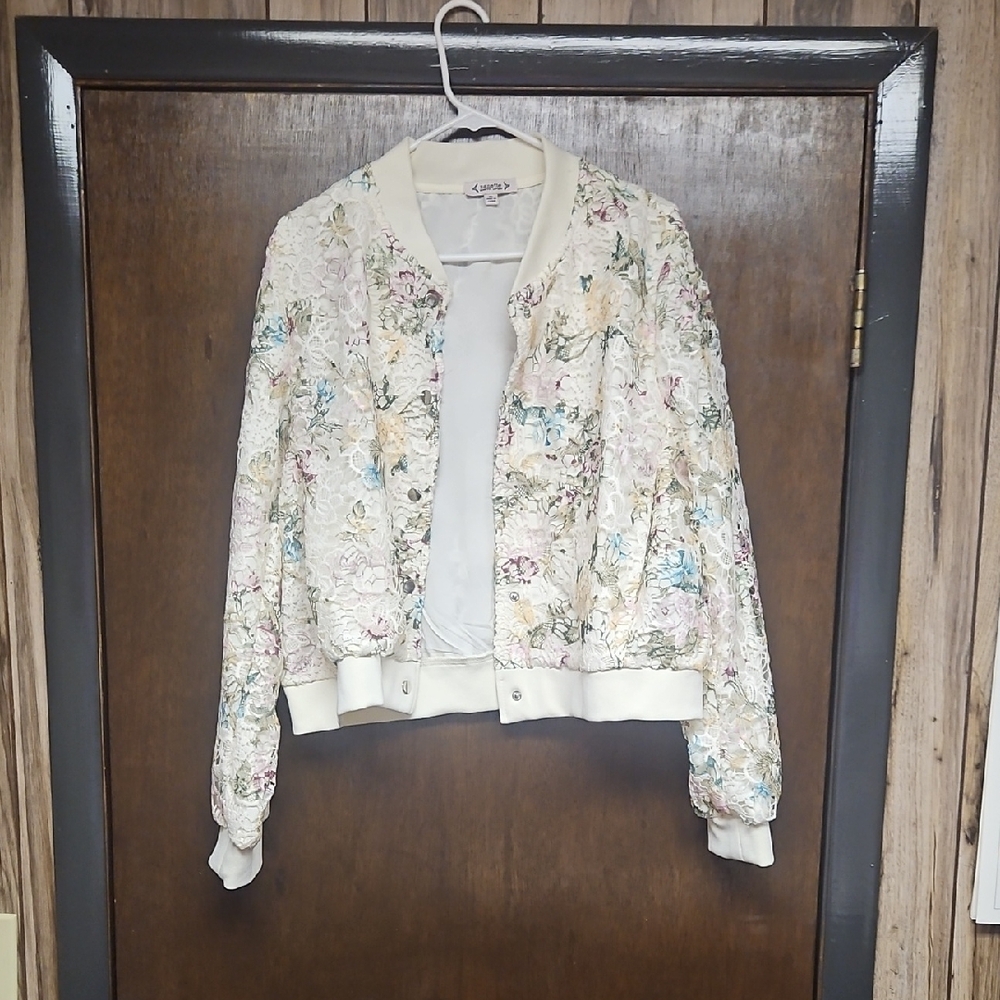 Womens Jacket with Floral Lace Design